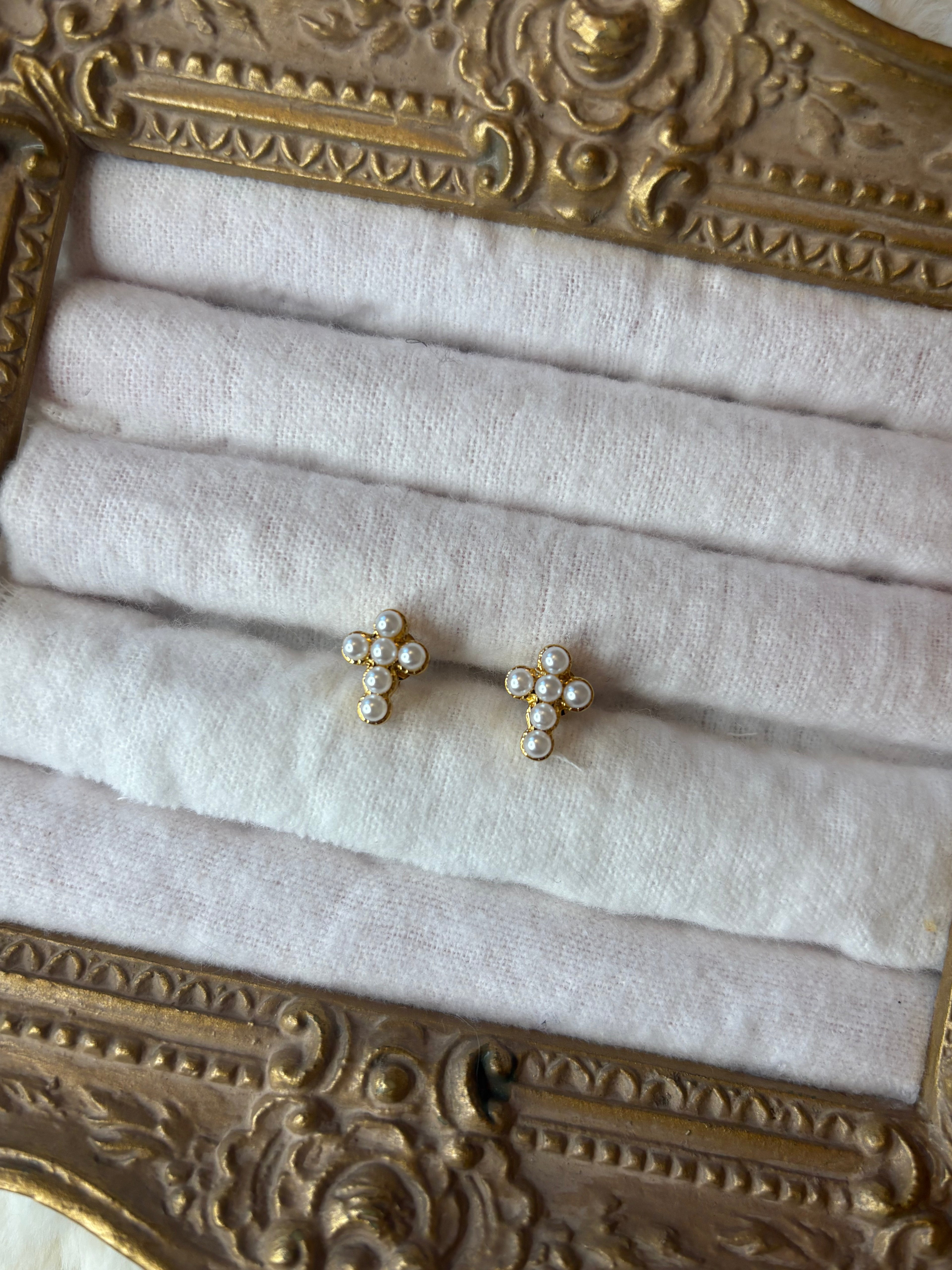 Pearl Cross Studs