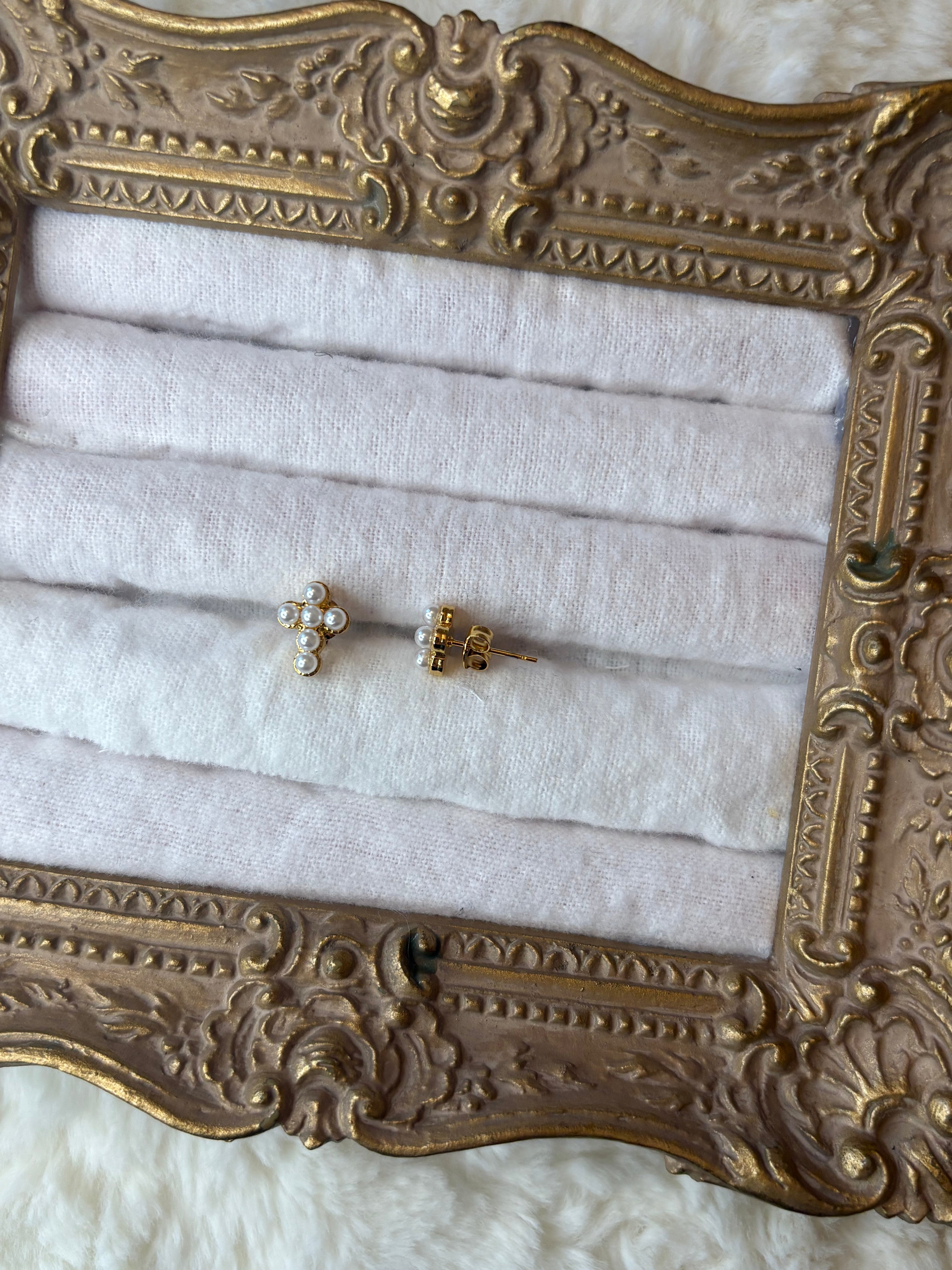 Pearl Cross Studs